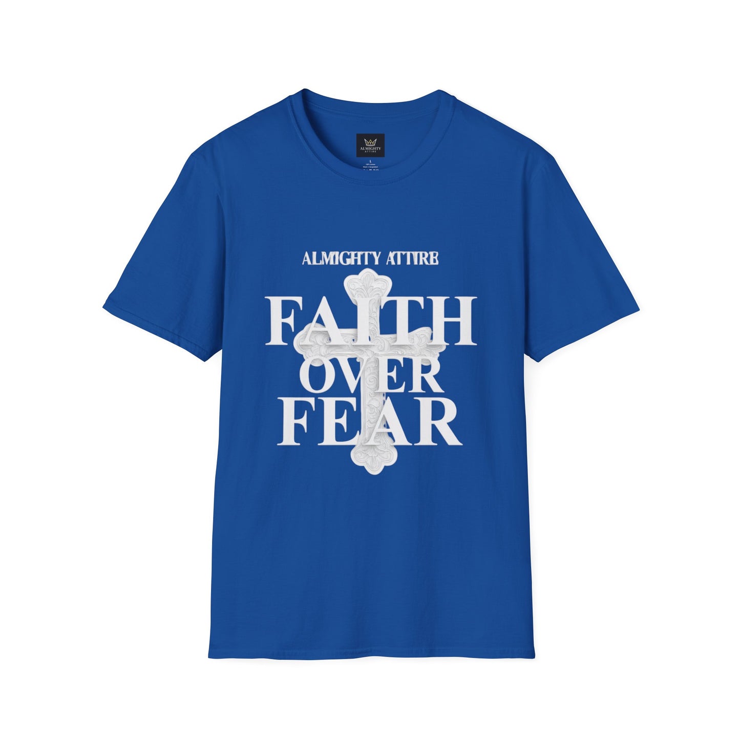 Almighty Attire Faith Over Fear T-Shirt — Christian Cross Inspirational Tee