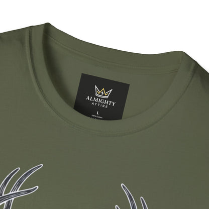 Almighty Attire Deer Antler Cross T-Shirt – Psalm 42:1 Hunting Faith Graphic