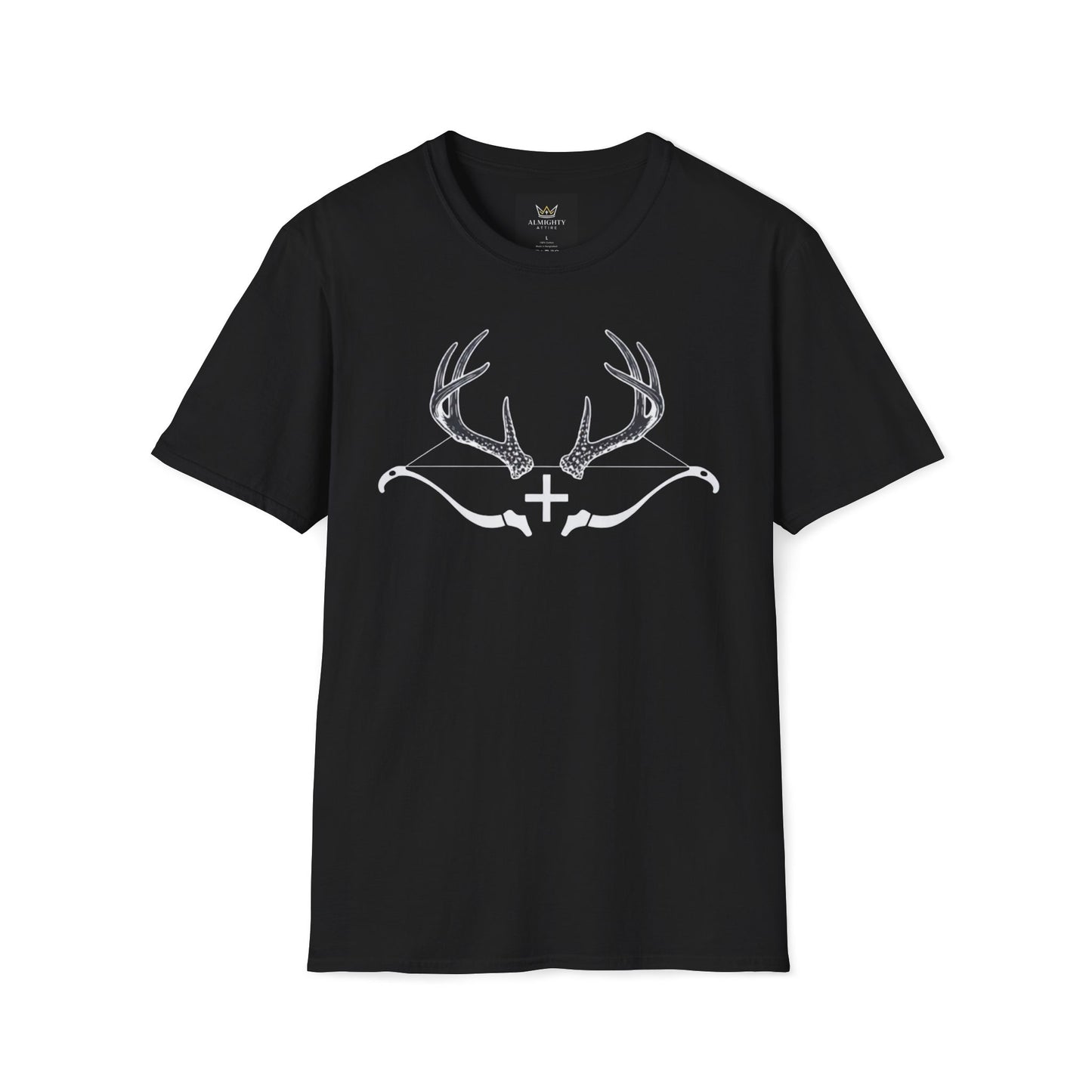 Almighty Attire Deer Antler Cross T-Shirt – Psalm 42:1 Hunting Faith Graphic