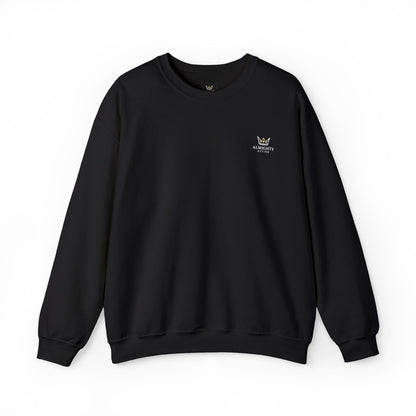 Almighty Attire Gold Crown Crewneck Sweatshirt – Minimal Back Logo Streetwear