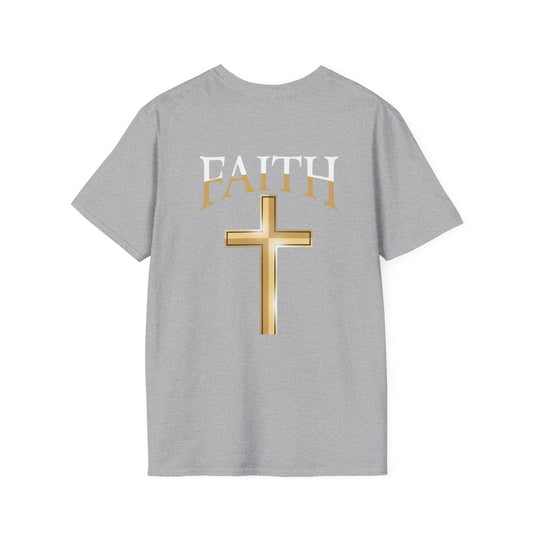 Almighty Attire Faith Cross T-Shirt – Gold Ornate Cross Graphic