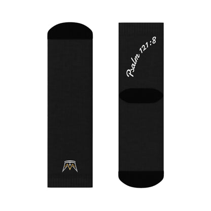 Almighty Attire Psalm 121:8 Crew Socks – Christian Shield Logo Socks