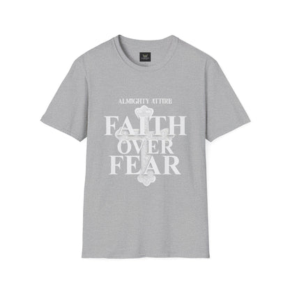 Almighty Attire Faith Over Fear T-Shirt — Christian Cross Inspirational Tee