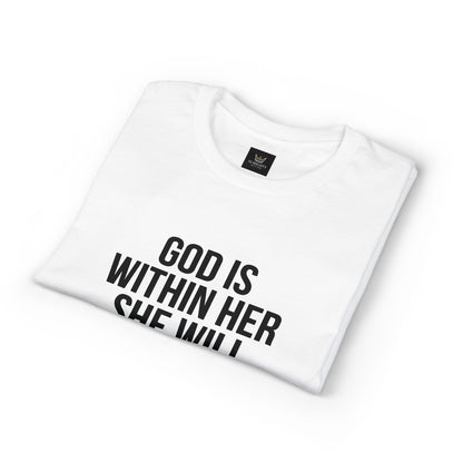 Almighty Attire God Is Within Her Psalm 46:5 Inspirational T-Shirt — Christian Faith Tee for Women