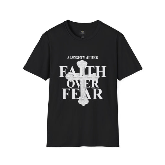 Almighty Attire Faith Over Fear T-Shirt — Christian Cross Inspirational Tee
