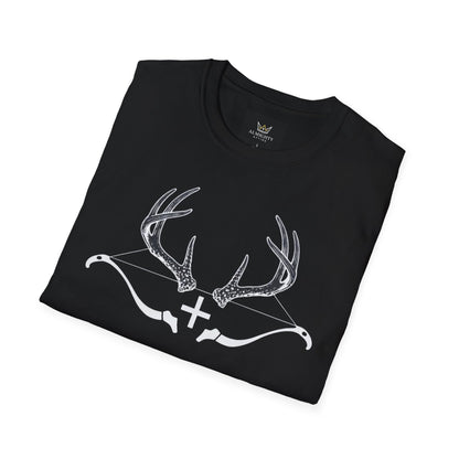 Almighty Attire Deer Antler Cross T-Shirt – Psalm 42:1 Hunting Faith Graphic