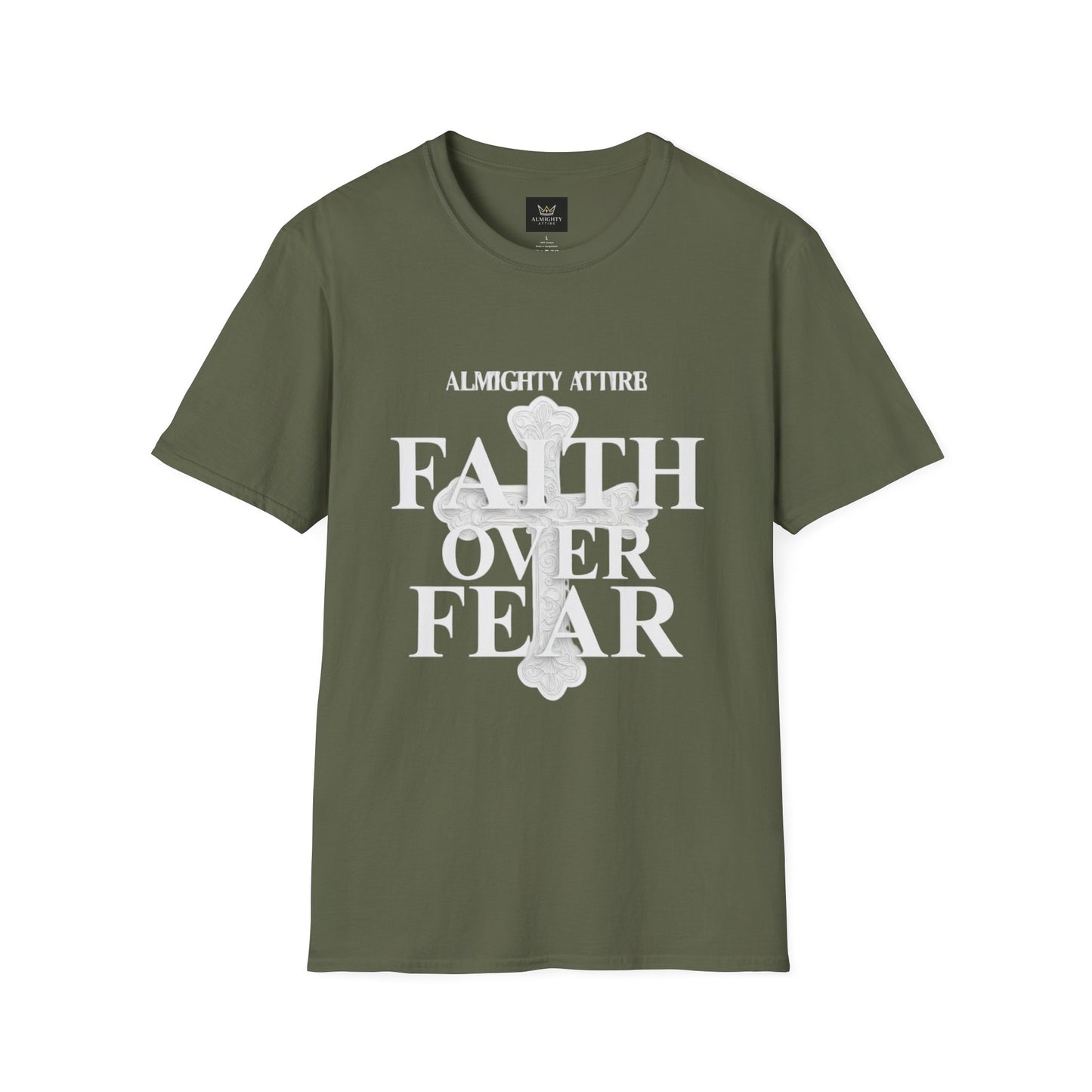 Almighty Attire Faith Over Fear T-Shirt — Christian Cross Inspirational Tee