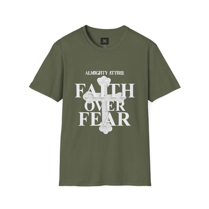 Almighty Attire Faith Over Fear T-Shirt — Christian Cross Inspirational Tee