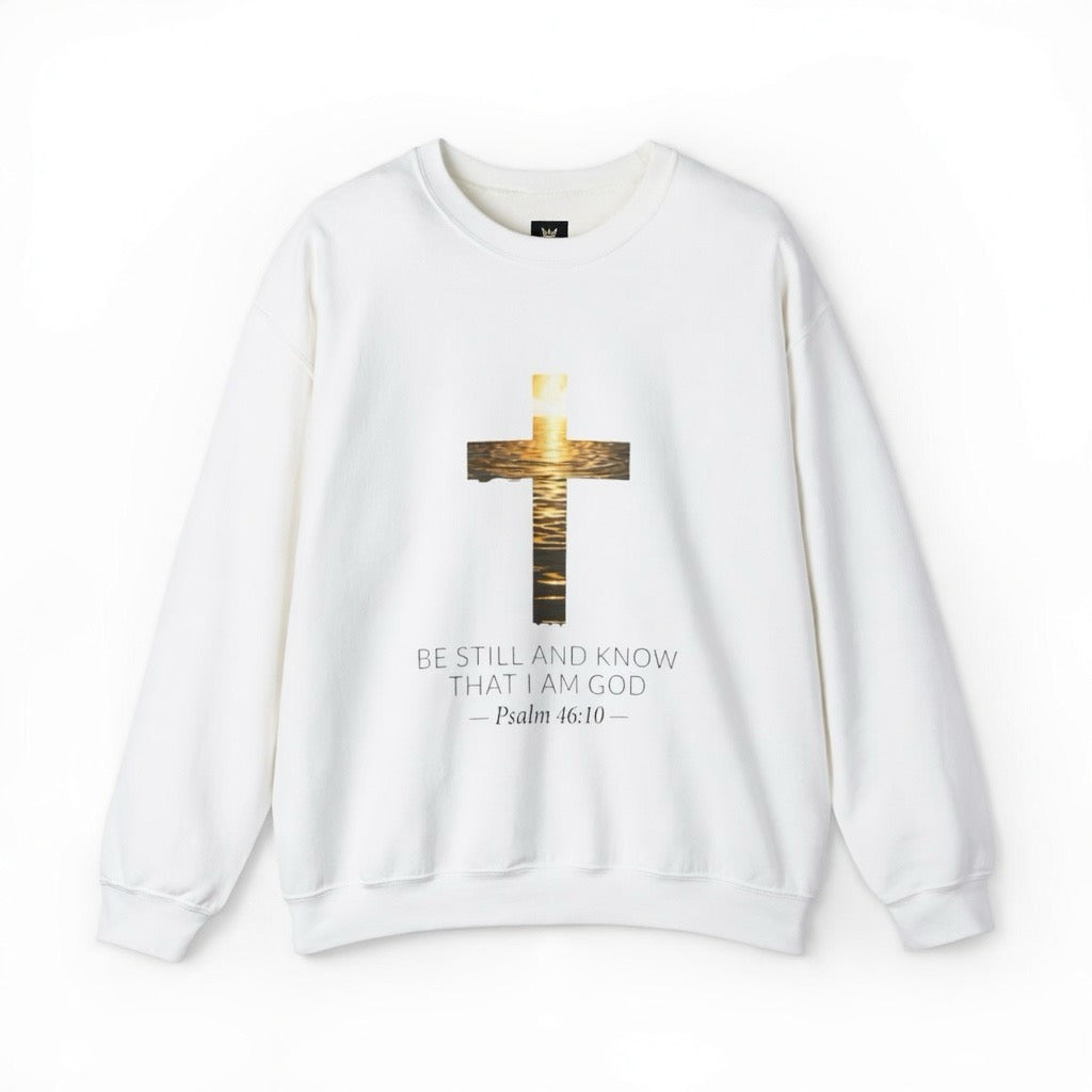 Almighty Attire Be Still & Know Crewneck – Psalm 46:10 Cross Sweatshirt