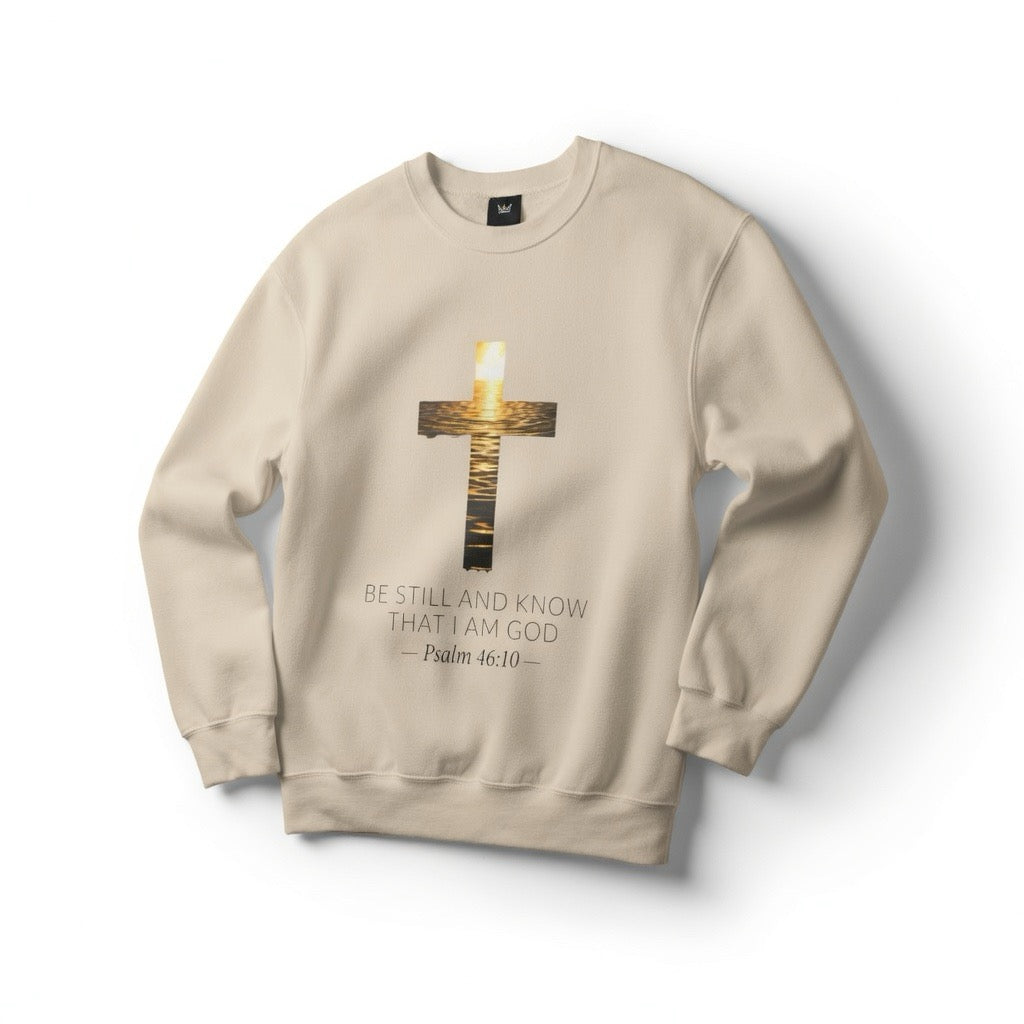 Almighty Attire Be Still & Know Crewneck – Psalm 46:10 Cross Sweatshirt