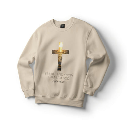 Almighty Attire Be Still & Know Crewneck – Psalm 46:10 Cross Sweatshirt