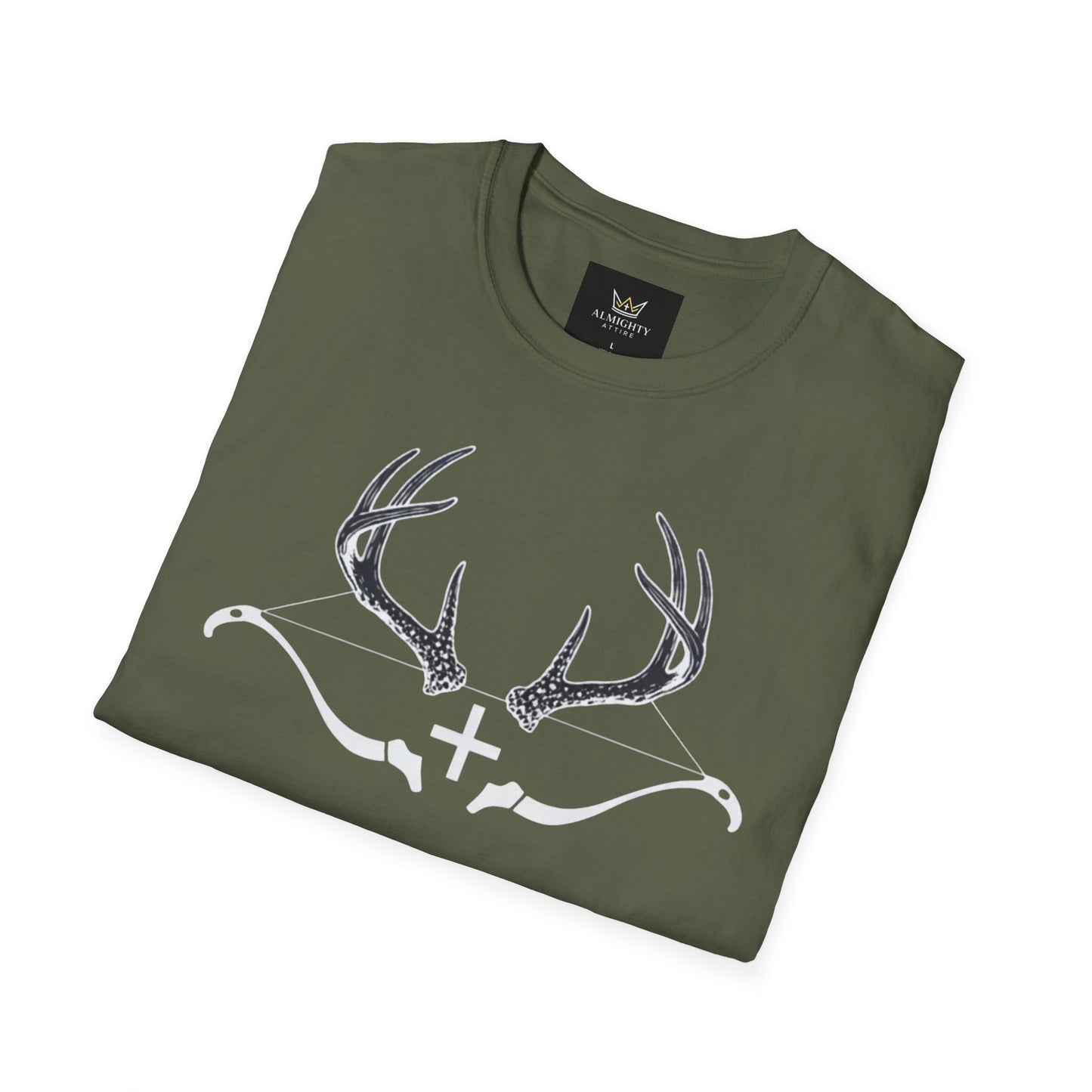 Almighty Attire Deer Antler Cross T-Shirt – Psalm 42:1 Hunting Faith Graphic