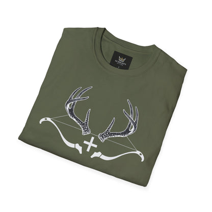 Almighty Attire Deer Antler Cross T-Shirt – Psalm 42:1 Hunting Faith Graphic