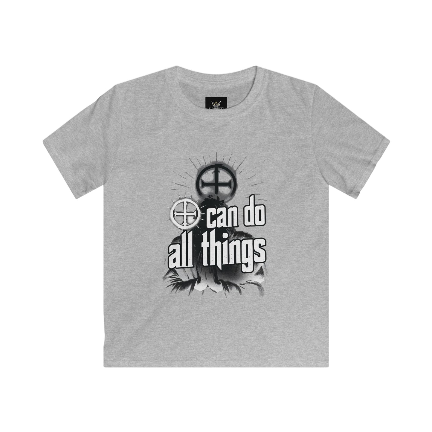 Almighty Attire Kids Tee — "I Can Do All Things" Faith Cross Graphic