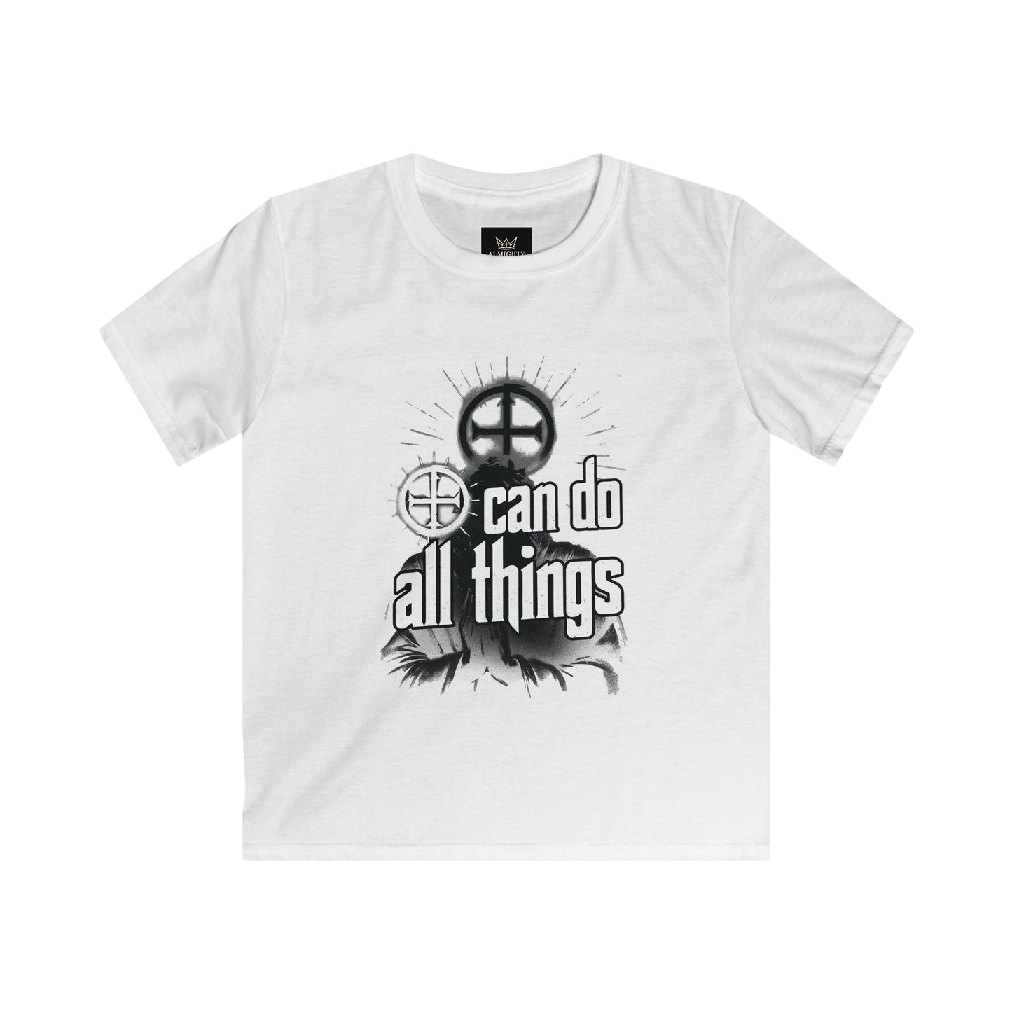Almighty Attire Kids Tee — "I Can Do All Things" Faith Cross Graphic