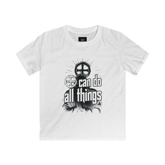 Almighty Attire Kids Tee — "I Can Do All Things" Faith Cross Graphic