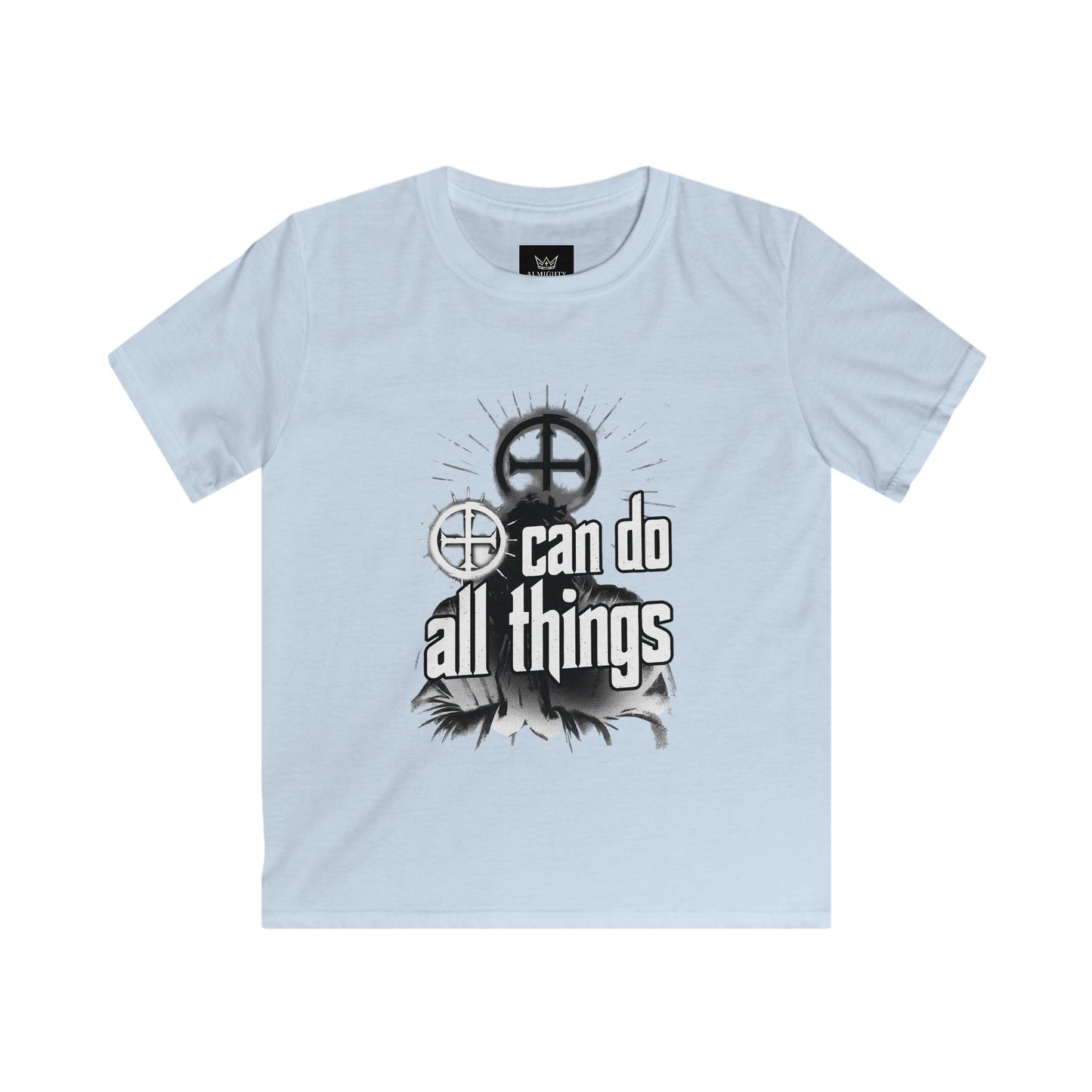 Almighty Attire Kids Tee — "I Can Do All Things" Faith Cross Graphic