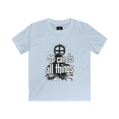 Almighty Attire Kids Tee — "I Can Do All Things" Faith Cross Graphic