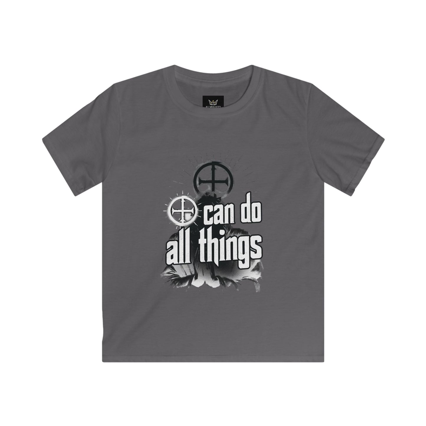 Almighty Attire Kids Tee — "I Can Do All Things" Faith Cross Graphic