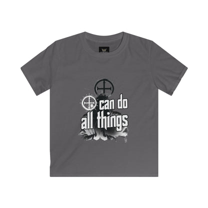 Almighty Attire Kids Tee — "I Can Do All Things" Faith Cross Graphic