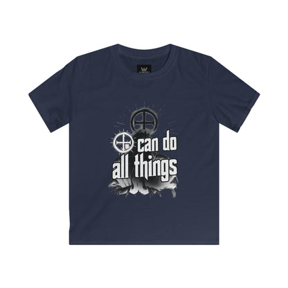 Almighty Attire Kids Tee — "I Can Do All Things" Faith Cross Graphic