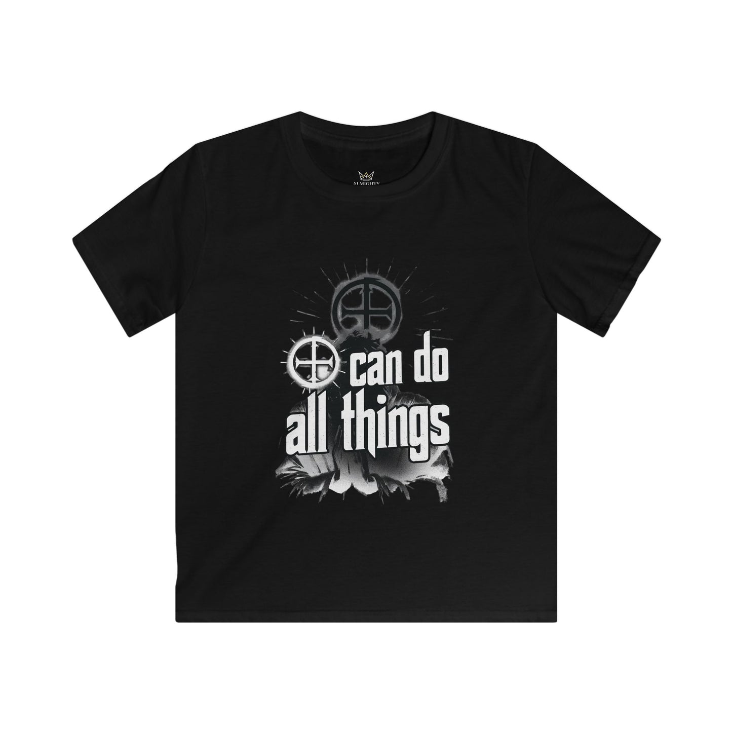 Almighty Attire Kids Tee — "I Can Do All Things" Faith Cross Graphic