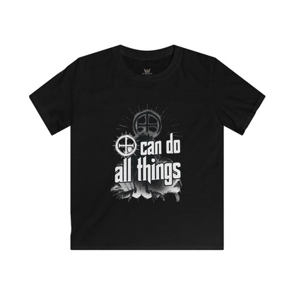 Almighty Attire Kids Tee — "I Can Do All Things" Faith Cross Graphic