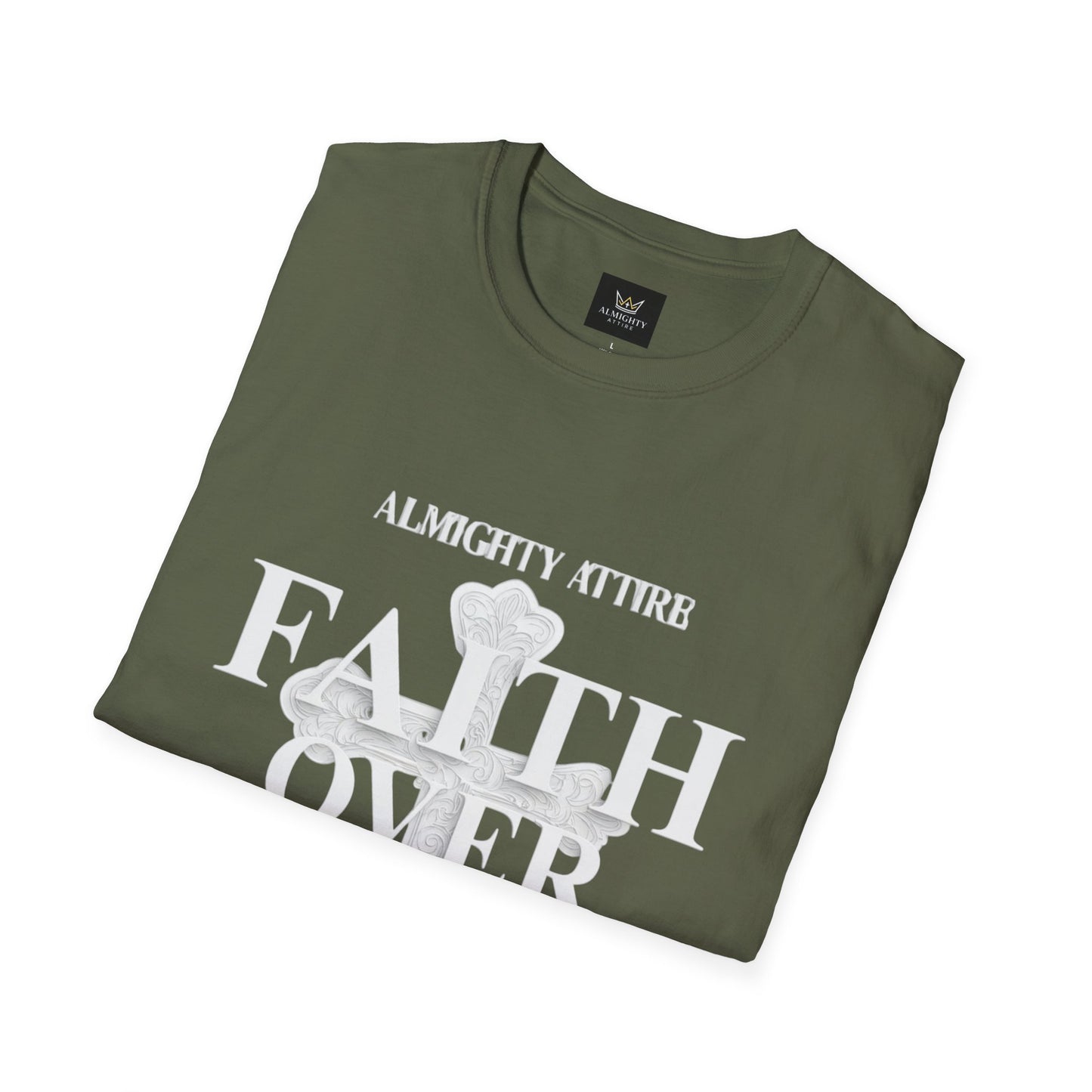 Almighty Attire Faith Over Fear T-Shirt — Christian Cross Inspirational Tee