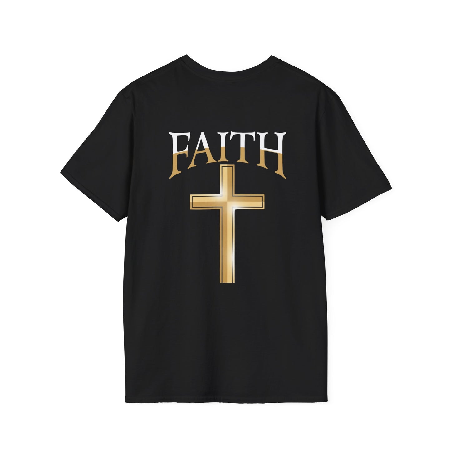 Almighty Attire Faith Cross T-Shirt – Gold Ornate Cross Graphic