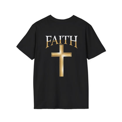 Almighty Attire Faith Cross T-Shirt – Gold Ornate Cross Graphic