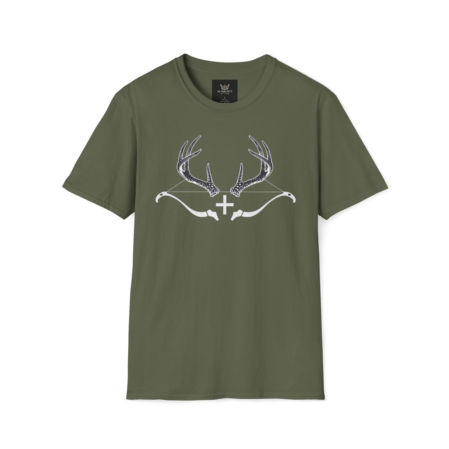 Almighty Attire Deer Antler Cross T-Shirt – Psalm 42:1 Hunting Faith Graphic
